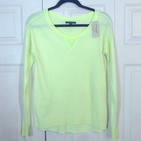 American Eagle Outfitters Sweaters - AMERICAN EAGLE X-Small Bright Yellow Pullover Sweater Sweatshirt Crewneck NWT